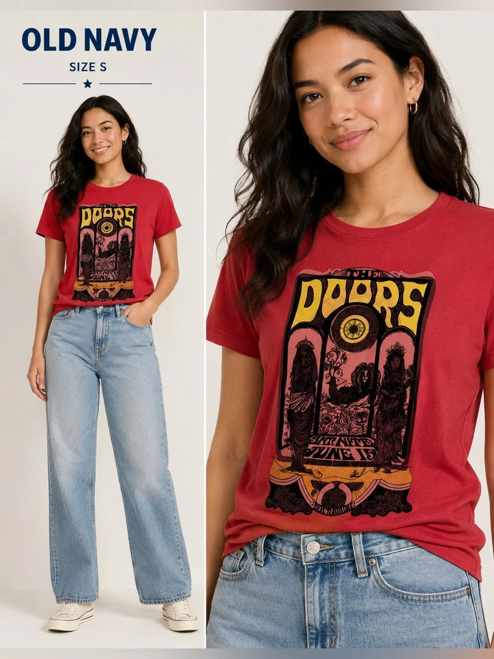 Old Navy Red Short Sleeve Tee with Graphic Design/size S